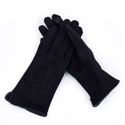 Women'S Winter plus Velvet Thicken Warm Touch Screen Gloves Elegant Pearl Suede Windproof Full Finger Cycling Driving Gloves K43