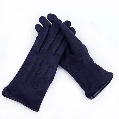 Women'S Winter plus Velvet Thicken Warm Touch Screen Gloves Elegant Pearl Suede Windproof Full Finger Cycling Driving Gloves K43