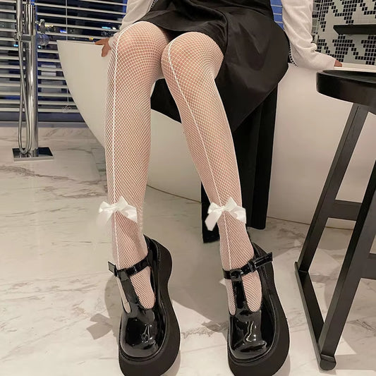 White Hollow Out Transparent Slim Fishnet Pantyhoses Party Club Black Women Tights Sexy Mesh Stockings Pantyhose 2023 New Summer