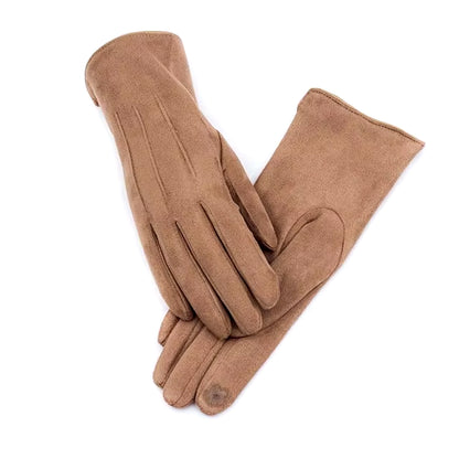 Women'S Winter plus Velvet Thicken Warm Touch Screen Gloves Elegant Pearl Suede Windproof Full Finger Cycling Driving Gloves K43